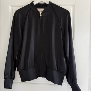 Aritzia Black Satin Bomber Jacket, Size Small